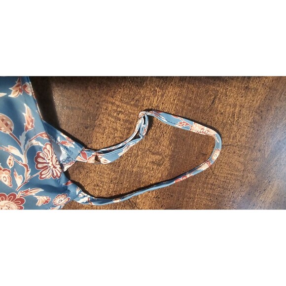 Bloomfield A-Line Floral Teal Brown Cream Spaghetti Strap Ruffled Sundress Large - Picture 12 of 12